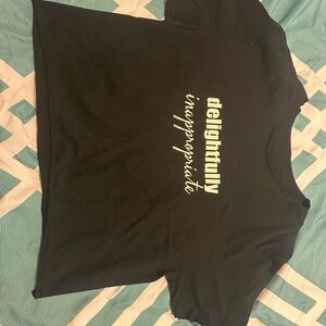 Black Graphic Cropped T-Shirt